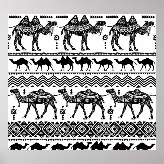 Decorative Camels Seamless Pattern Design Poster (Front)