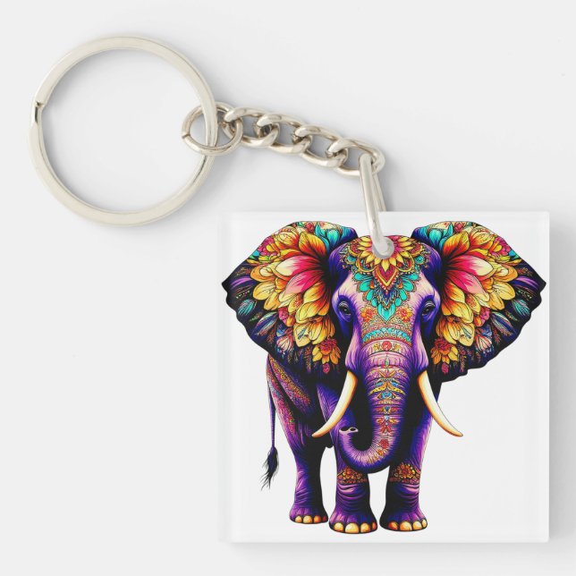 Decorative Cartoon Elephant Key Ring (Front)
