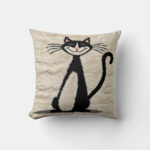 Decorative Cat Black and White Kilim Pillows