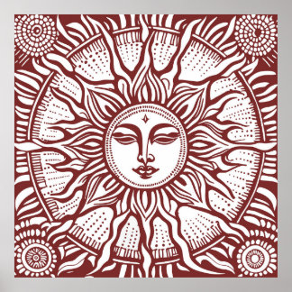 Decorative Celestial Vintage Retro Sunburst Poster