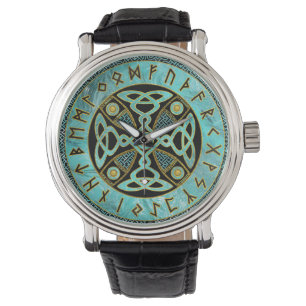 Decorative Celtic Cross  - and Runes alphabet Watch