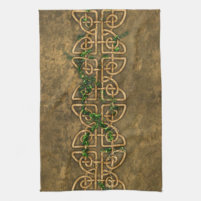 Decorative Celtic Knots With Ivy Tea Towel (Vertical)