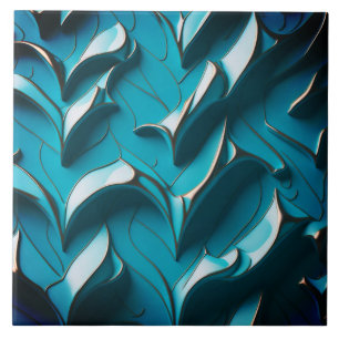Decorative Ceramic Tile " Turquoise Waves VI"
