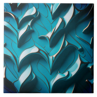 Decorative Ceramic Tile " Turquoise Waves VI" 