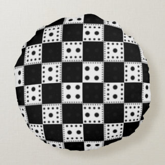 Decorative Chequerboard Design Round Cushion