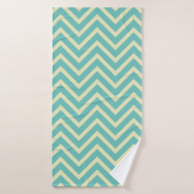 Decorative Chevron Pattern Light Teal And Cream Bath Towel (Bath Towel)