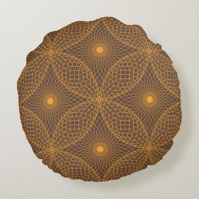 Decorative, chic, abstract mandala style pattern round cushion (Back)
