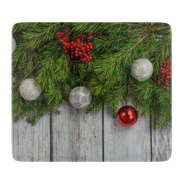 Decorative Christmas Backdrop Cutting Board (Front)