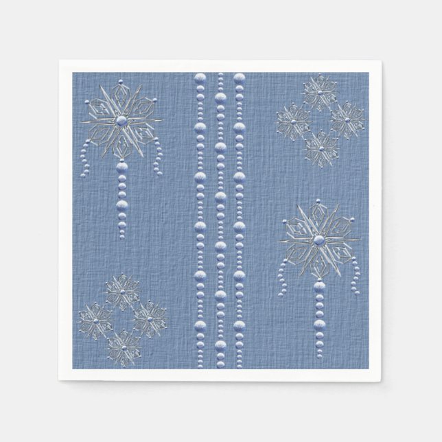 Decorative Christmas Beads & Snowflakes Napkin (Front)