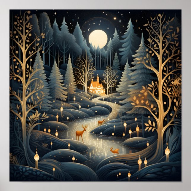 Decorative Christmas forest  Poster (Front)