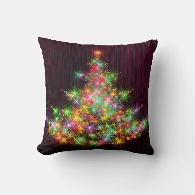 Decorative Christmas Gold Glitter Tree Black Cushion (Front)
