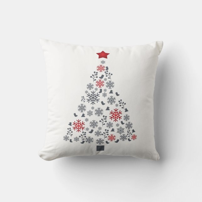 Decorative Christmas Gold Glitter Tree Black Throw Cushion (Front)