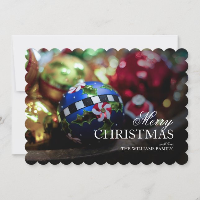 Decorative Christmas Ornaments Closeup Holiday Card (Front)