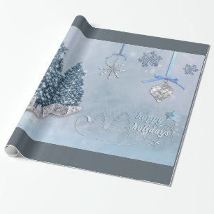 Decorative Christmas Ornaments with Snow Wrapping Paper