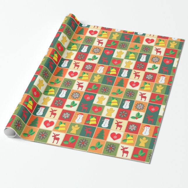Decorative Christmas Pattern Wrapping Paper (Unrolled)