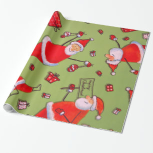 Decorative Christmas Santa Cluas Elegant in Green Wrapping Paper