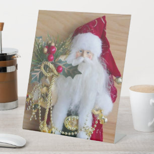 DECORATIVE CHRISTMAS SANTA Pedestal Sign
