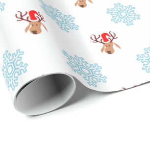 Decorative Christmas Santa Reindeer Snowflake Wrapping Paper