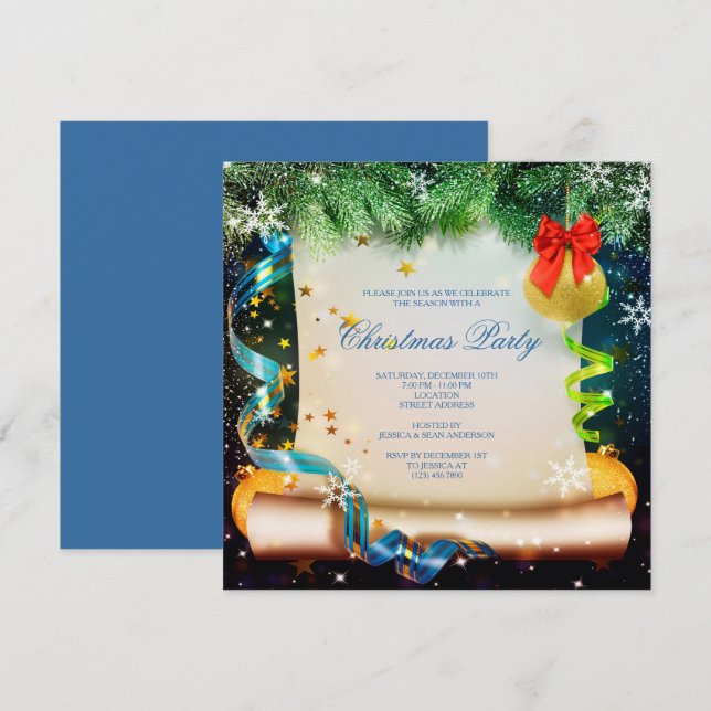 Decorative Christmas Scroll Christmas Invitation (Front/Back)