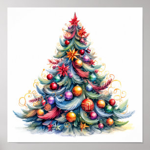 Decorative Christmas sketch tree poster