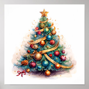 Decorative, Christmas sketch tree poster