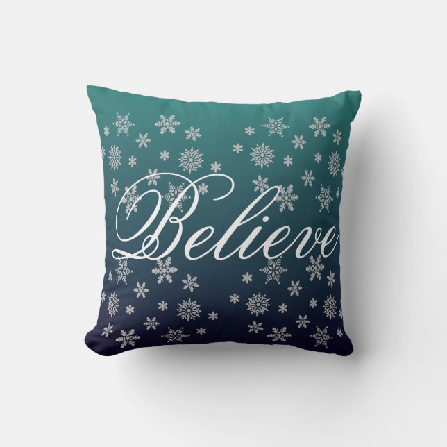 Decorative Christmas Snowflake Believe Holiday Lum Cushion (Front)