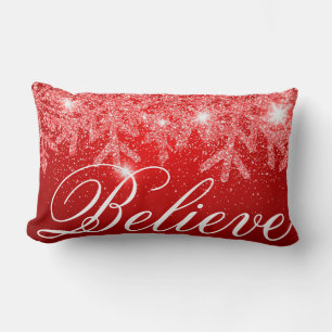 Decorative Christmas Snowflake Believe Holiday Lum Lumbar Cushion