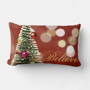 Decorative Christmas Snowflake Believe Holiday Lum Lumbar Cushion