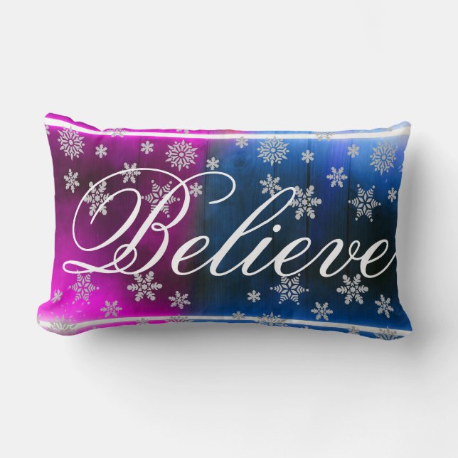 Decorative Christmas Snowflake Believe Holiday Lum Lumbar Cushion (Front)