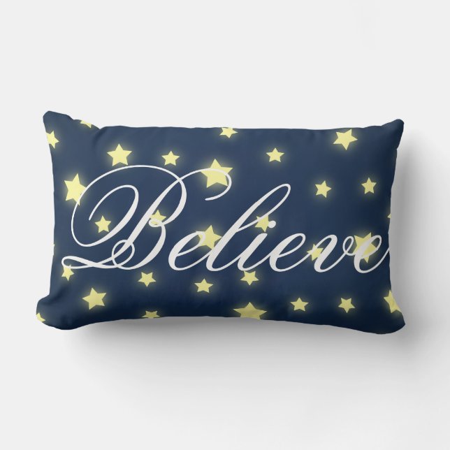 Decorative Christmas Snowflake Believe Holiday Lumbar Cushion (Front)