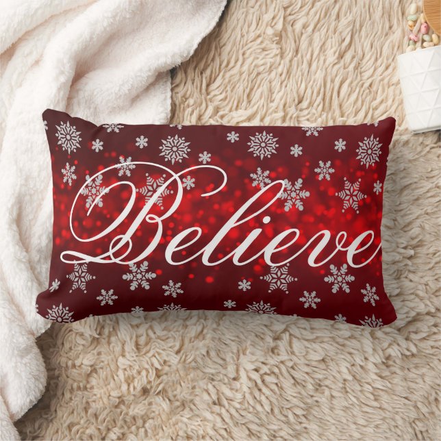 Decorative Christmas Snowflake Believe Holiday Lumbar Cushion (Blanket)