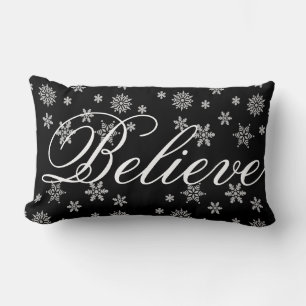 Decorative Christmas Snowflake Believe Holiday Lumbar Cushion