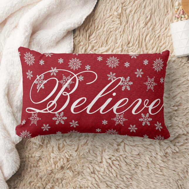 Decorative Christmas Snowflake Believe Holiday Lumbar Cushion (Blanket)