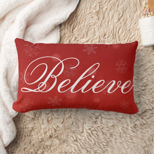 Decorative Christmas Snowflake Believe Holiday Lumbar Cushion (Blanket)