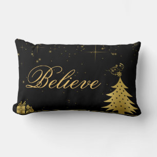 Decorative Christmas Snowflake Believe Holiday Lumbar Cushion