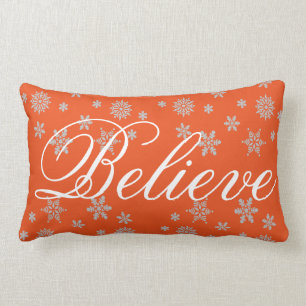 Decorative Christmas Snowflake Believe Holiday Lumbar Cushion