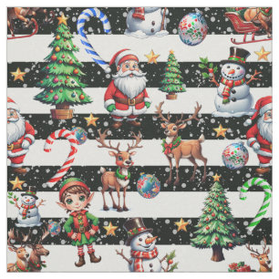 Decorative Christmas Stripes Pattern Design Fabric