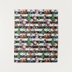 Decorative Christmas Stripes Pattern Design Tapestry