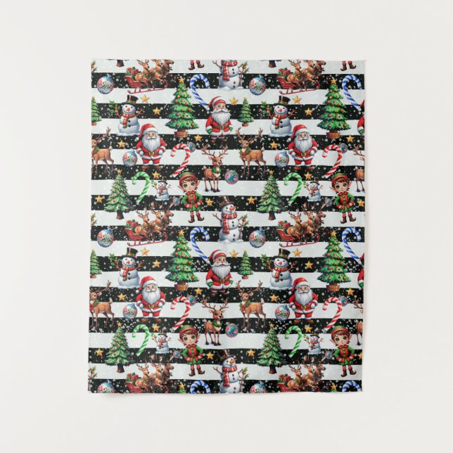 Decorative Christmas Stripes Pattern Design Tapestry (Front)