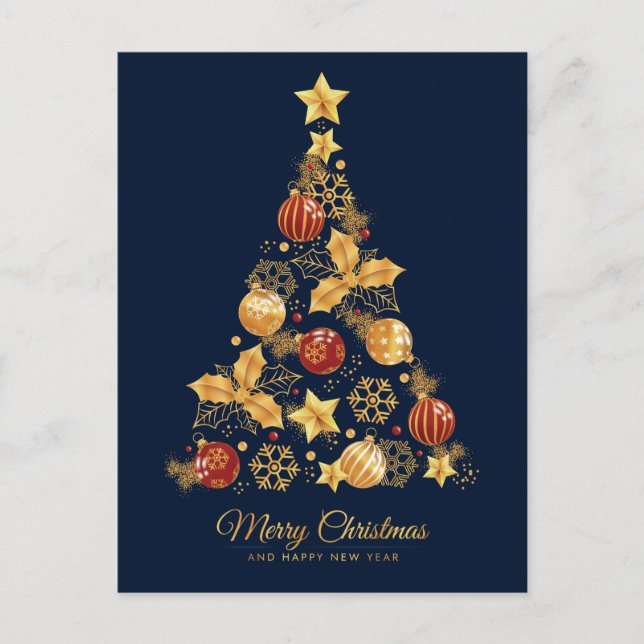 Decorative Christmas Tree Holiday Postcard (Front)