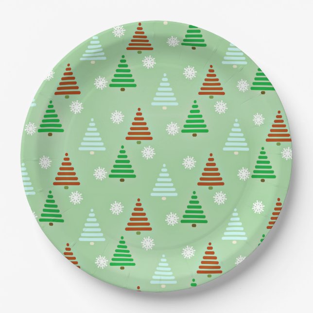 Decorative Christmas tree pattern Paper Plate (Front)