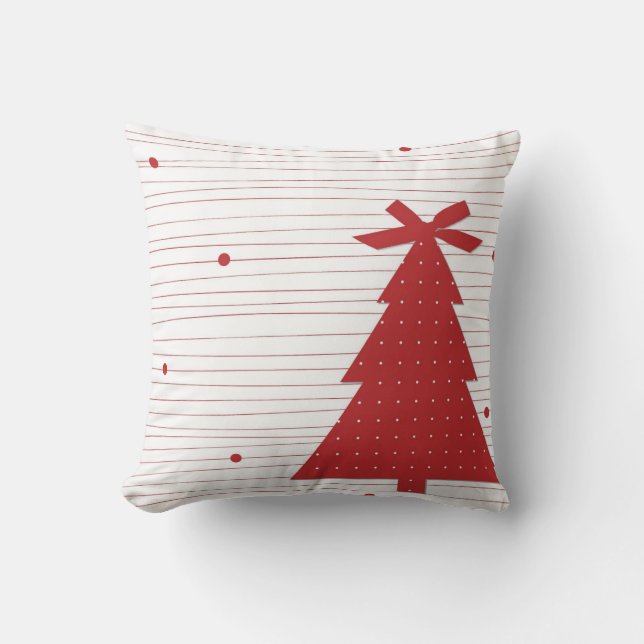 Decorative Christmas Tree Red Stripe Cushion (Front)