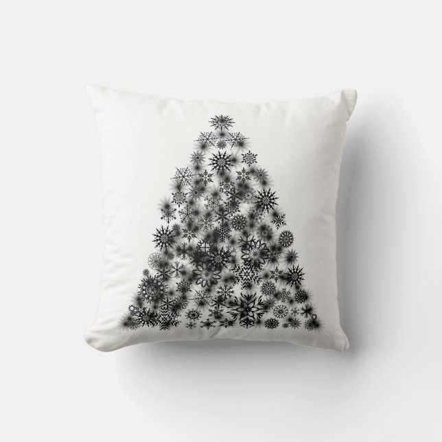 Decorative Christmas Tree White Black Sparkle Cushion (Front)