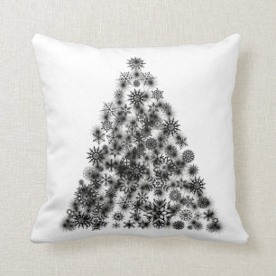 Decorative Christmas Tree White Black Sparkle Cushion