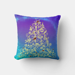 Decorative Christmas Tree with Gold & Glitter Cushion