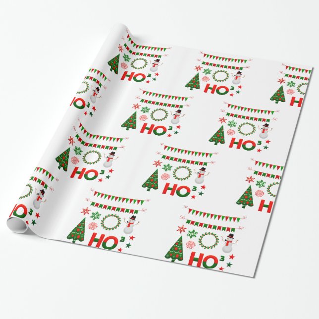 Decorative Christmas Tree Wrapping Paper (Unrolled)