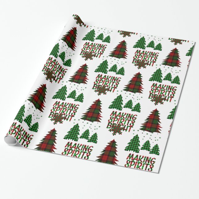 Decorative Christmas Tree Wrapping Paper (Unrolled)