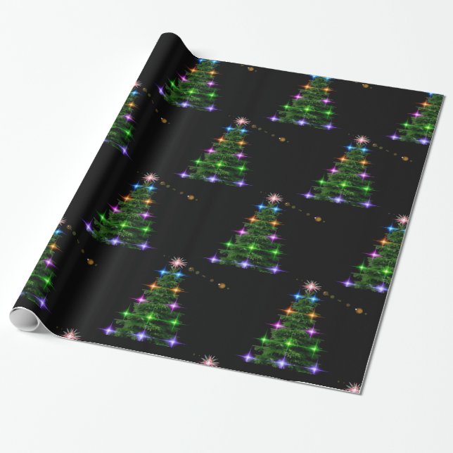Decorative Christmas Tree Wrapping Paper (Unrolled)