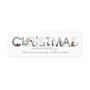 Decorative Christmas woodland watercolor animals