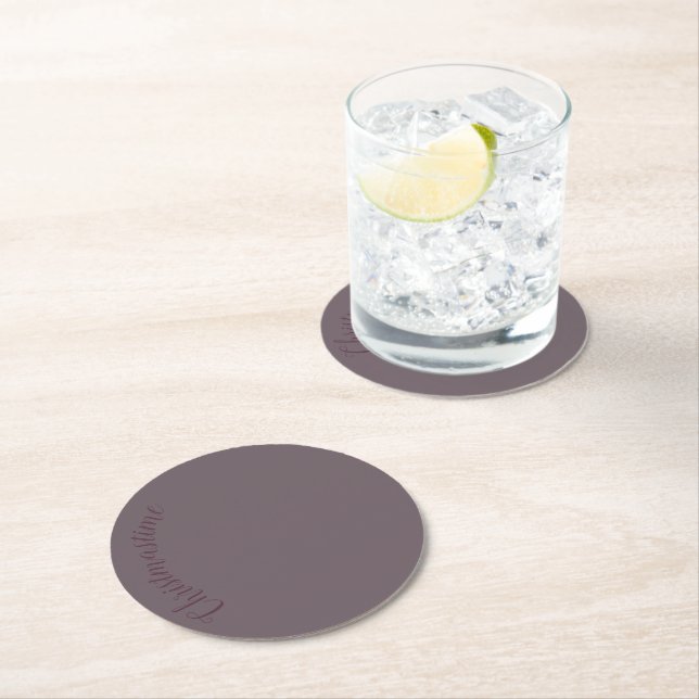 Decorative Christmastime Silver Plum Paper Coaster (Insitu)